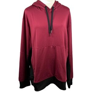 MTA Sport Mens‎ XL Hoodie Burgundy Black Colorblock Pullover